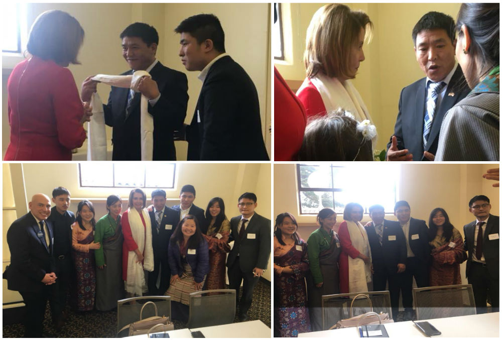 Dhondup Wangchen accompanied by his family meeting with Democratic Leader Nancy Pelosi in San Francisco, US, on January 15, 2018. Photo: TPI