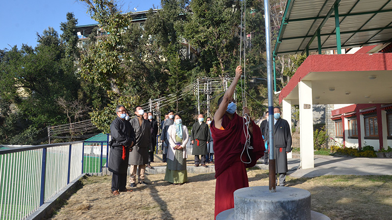 Central Tibetan Administration Ministers celebrating India's 72nd Republic Day at Kashag Secretariat, Dharamshala. Photo: TPI/Yangchen Dolma