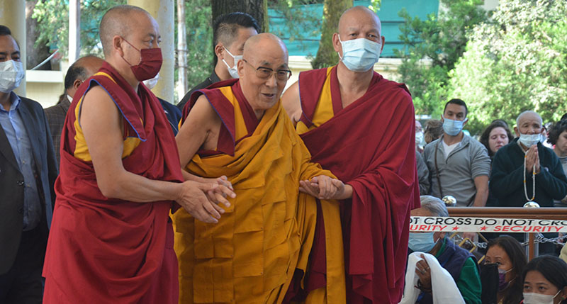 His Holiness the Dalai Lama at the main Tibetan temple in Dharamshala, HP, India, on October 3, 2022. Photo: TPI/ Yangchen Dolma