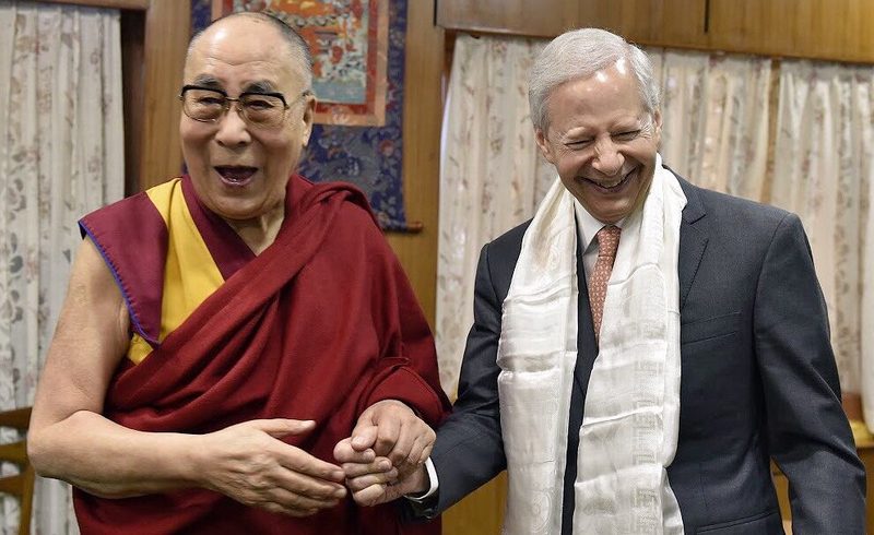 Ambassador Kenneth I. Juster with His Holiness the 14th Dalai Lama, in Dharamshala, India. Photo: File