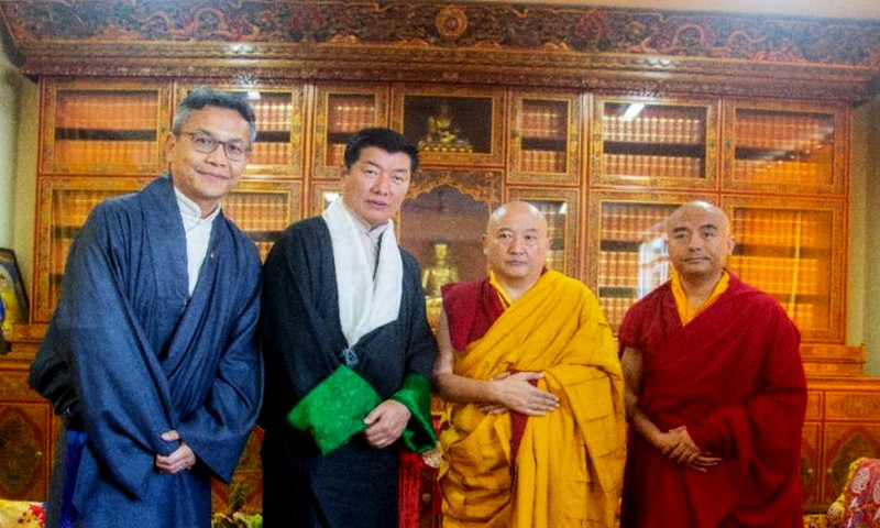 Sikyong and Chief Resilience Officer Kaydor Aukatsang with Kyabje Tsurphu Goshir Gyaltsab Rinpoche and Yongey Mingyur Rinpoche.