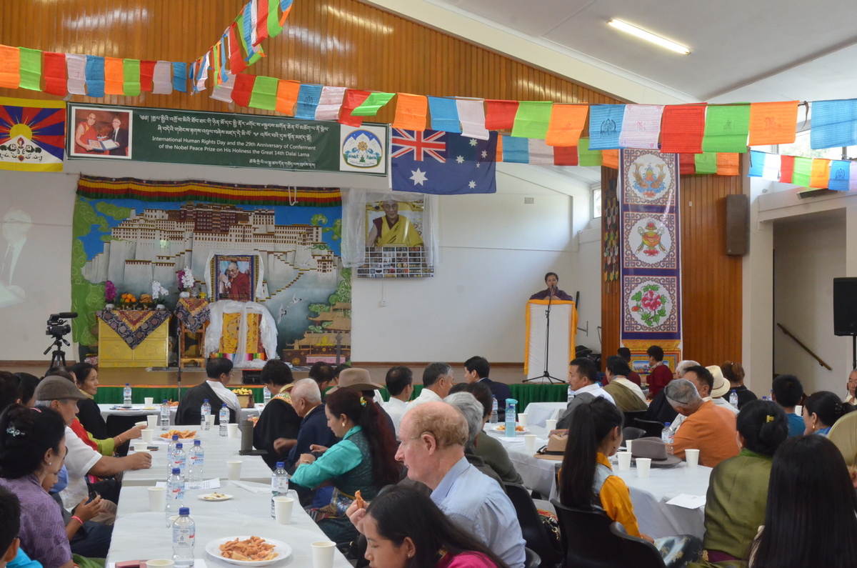 Tibetans in in Sydney, New South Wales, Australia, observe an official function to mark the 29th anniversary of the conferment of Nobel Peace Prize on His Holiness the Dalai Lama, on December 15, 2018. Photo: TPI/Yeshe Choesang