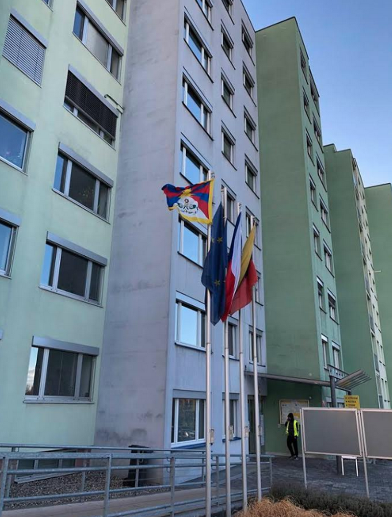 Tibetan flag in Prague. Photo: Tibet Bureau Geneva